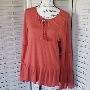 Wrangler Retro clay color long wide sleeves tunic size M